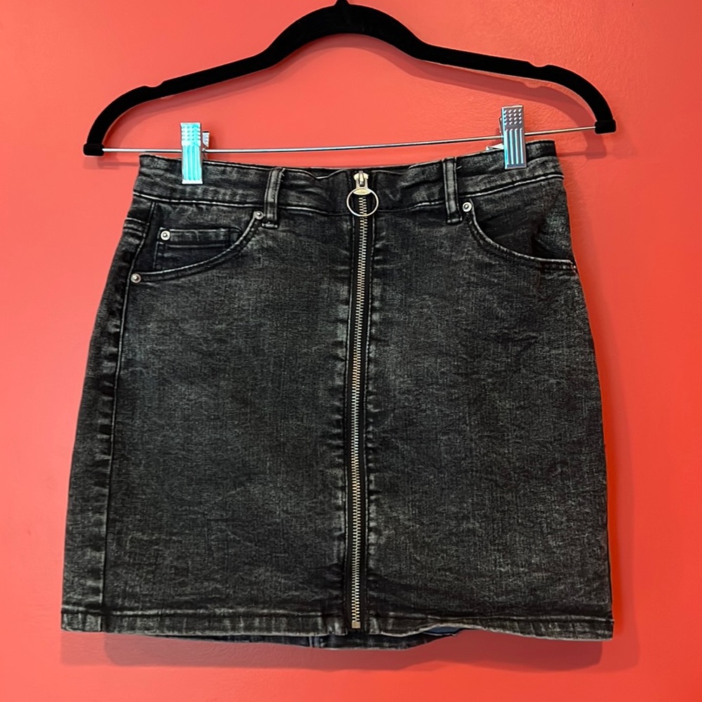 Garage Black stone wash denim skirt, Size-S